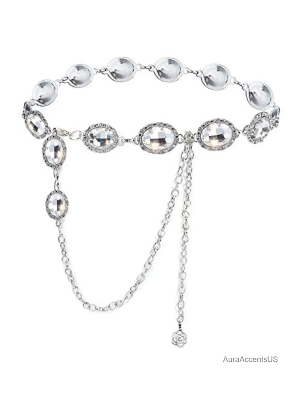 Metal Waist Chain with Rhinestone Body Chain for Dress